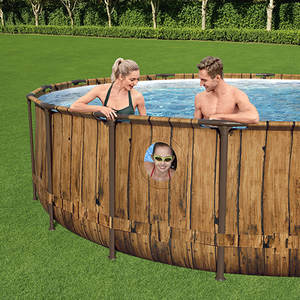 Piscina Elevada Redonda <span class=keywords><strong>Bestway</strong></span> 56726 con Marco de Fibra de Vidrio y Tablas de Madera Marrón, Material de PVC, <span class=keywords><strong>Accesorios</strong></span> <span class=keywords><strong>para</strong></span> Piscina, Nuevo Modelo Profesional - Product Image 2