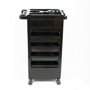 Chariot de rangement portable multi-niveaux en plastique noir pour salon de beauté et <span class=keywords><strong>coiffure</strong></span> - Product Image 2