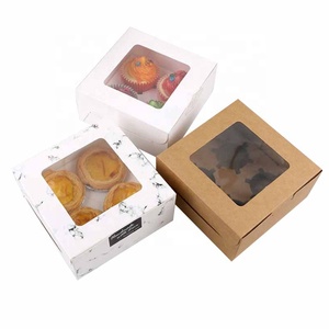 paper kraft pastry bakery cup cake packing boxes with handle brown craft rectangle folding 6 hole cupcake box in bulk