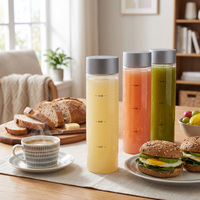 Bouteille de boisson en plastique transparent pour animaux de compagnie, 400 ml, 500 ml, 300 ml, en forme de cylindre, avec bouchon à vis, impression personnalisée colorée, bouteille d'eau minérale
