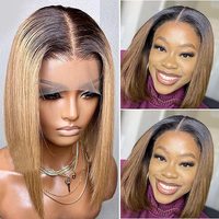 Haar verpackungs bündel mit Verschluss Echthaar verlängerung für Zöpfe Peruanische Farbe Knochen gerade Blond Ombre Rotbraun