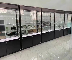 Aluminum Frame <strong>Display</strong> Cabinet LED Light Glass <strong>Display</strong> Show <strong>Case</strong> <strong>Adjustable</strong> Shelves Smoke Shop Accessories Glass Showcase - Product Image 2