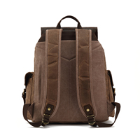 Sac à dos pour ordinateur portable 15 pouces en cuir véritable vintage Sac à dos de voyage en toile à la mode pour hommes et femmes Camping