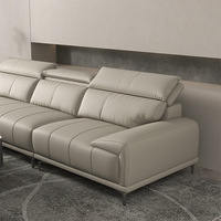 Ensemble de canapé sectionnel moderne en cuir noir, 3 places, fauteuil, ottoman, structure métallique, meubles modulaires pour salon, OEM ODM
