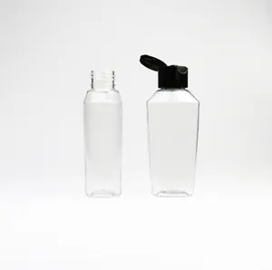 JS Hotel Shampoo 100 ml transparente quadratische Pet-Kunststoffflasche für Handwaschmittel Desinfektionsmittel mit Klappdeckel-Kappen