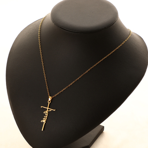 Collar con colgante de Cruz chapado en oro, letra inspiradora creativa, Hope Believe Grateful Charms, collar cruzado para mujer - Product Image 4