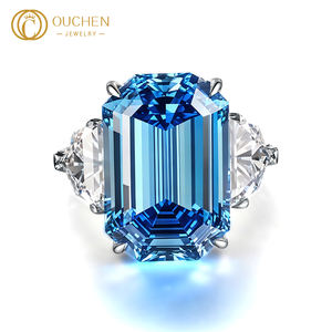 טבעת אירוסין/נישואין מזהב מלא 9 קראט, <span class=keywords><strong>10</strong></span> קראט, 14 קראט, 18 קראט, משובצת יהלום מעבדה, תכשיט יוקרתי בהתאמה אישית, מחיר דוגמה של OUCHEN - Product Image 1