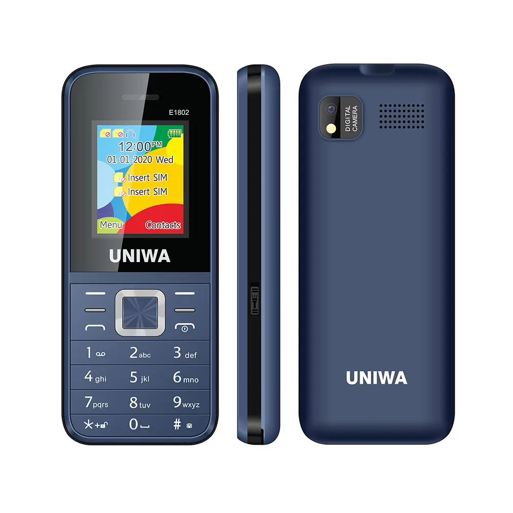 UNIWA E1802 1.77 Inch Shortcut Music Key Dual SIM Card Unlocked Phone Cheap Basic Mobilephone GSM Feature Cellphone Senior Itel