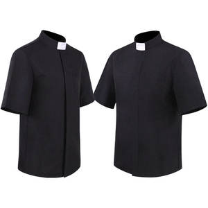 Sacerdote para hombre, camisa de Cosplay, negro, Iglesia Católica, <span class=keywords><strong>Pastor</strong></span>, collares romanos, uniforme, Ministro, predicador, Tops, disfraz de Halloween para hombre - Product Image 2