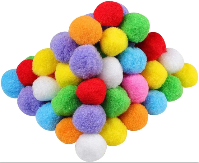 200 Pieces Factory Supply DIY Crafts Polypropylene Fibre Yarn Mixed Color Pompoms Toys for Kids or Wedding Party Decoration