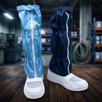 Bottes hautes personnalisables unisexe anti-statiques et anti-poussière en cuir PU et maille respirante pour usage en laboratoire alimentaire, bleues