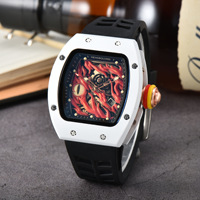 Montre Homme Tendance à Cadran Creux en Quartz Ultra-Brillant Effet Œil de Démon, Bracelet en Silicone, Montre de Sport Forme Seau, Meilleure Vente