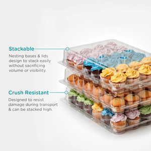 Bon marché, 1 2 <span class=keywords><strong>4</strong></span> 6 12 24 Porte-cupcakes géants transparents pour muffins, boîtes avec couvercle hermétique connecté - Product Image 6