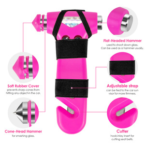 Marteau de sécurité pour voiture Outil trois-en-un Outil de sécurité d'urgence pour voiture avec brise-vitre et coupe-ceinture de sécurité pour la famille - Product Image 2