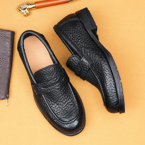 Chaussures de mariage pour hommes en cuir véritable à bout rond, antidérapantes, avec semelle extérieure en caoutchouc, pour toutes les saisons, vente en gros - Product Image 3