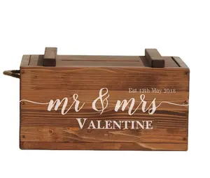 JUNJI रोमांटिक स्क्रिप्ट लकड़ी व्यक्तिगत उपहार कार्ड धारक बॉक्स शादी पोस्ट बॉक्स खजाना छाती शादी का तोहफा
