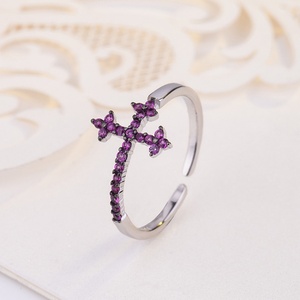 Bagues en argent sterling 925 avec améthyste taillée en étoile de soleil, pierres précieuses CZ, pour femmes, certifiées CMA, sertissage pavé, mariage et anniversaire - Product Image 1