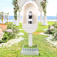 Décor unique de cabine téléphonique de mariage Livre d'or audio-vidéo en métal personnalisé en gros du fabricant Cabine téléphonique blanche