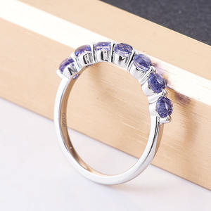 Anillo de Zafiro Cultivado en Laboratorio, Corte Redondo, 18K, Sólido, Personalizado por Xi Qing, Anillo de Boda de Media Eternidad - Product Image 4