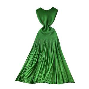 Vestido Midi Elegante y Transpirable de Verano para Mujer, Corte Entallado, Sin Mangas, Cintura Imperio, con Encaje y Diseño de Parches - Product Image 5