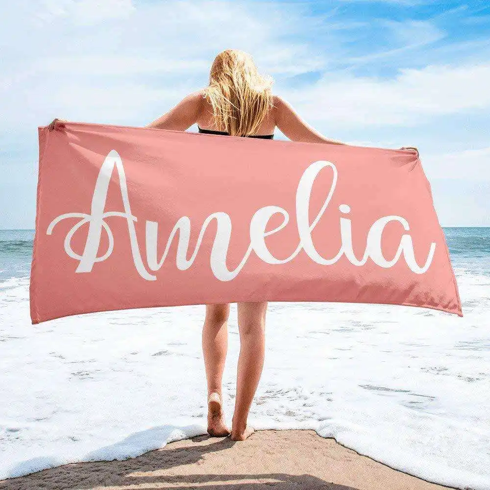 Wholesale Custom Jacquard Large Cotton Velour Beach Towel Microfiber Flag Design for Sale