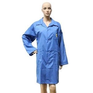 Casaco de roupa de laboratório TC unissex para salas limpas material poliéster antiestático