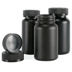 Matte Black 150ml 200ml 225ml HDPE Plastic <b>Medicine</b> Vitamin Supplement <b>Bottle</b> Container Pharmaceutical Capsule Pill <b>Bottle</b> - Product Image 1