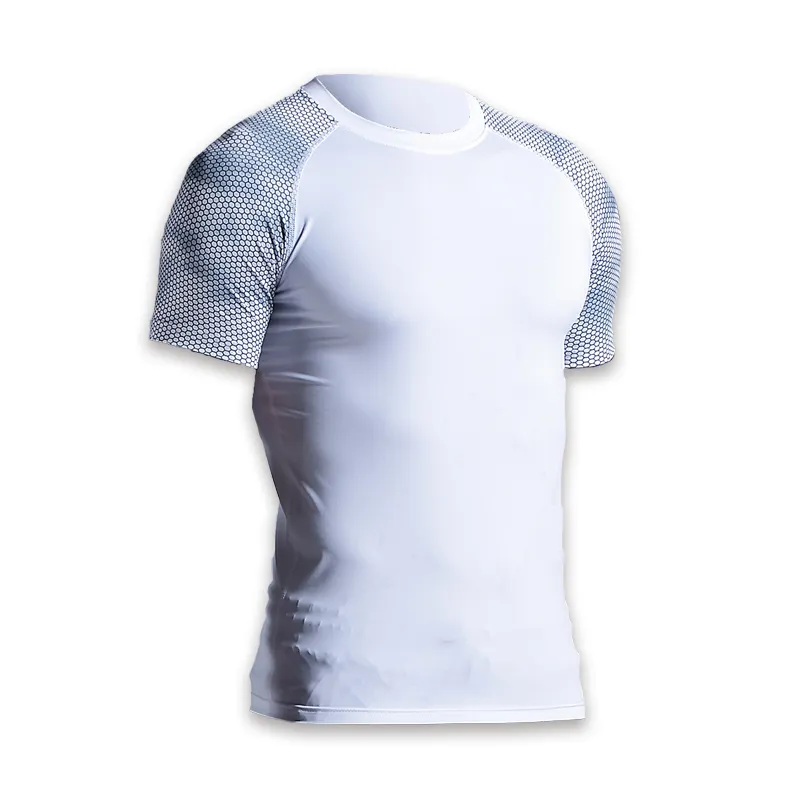 B113 model 100% polyester cationic dye dry fit blank men fitness wear tights sport t shirt