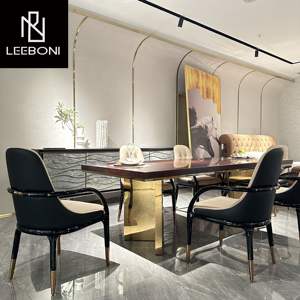 Fabrication italienne de meubles de luxe <span class=keywords><strong>ensemble</strong></span> de table <span class=keywords><strong>à</strong></span> <span class=keywords><strong>manger</strong></span> de restaurant en bois massif de noyer - Product Image 2