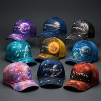 Gorra Trucker con Estampado Galáctico Personalizado OEM ODM, Gorra de Béisbol de Malla de Cinco Paneles para Marcas de Streetwear y Diseñadores