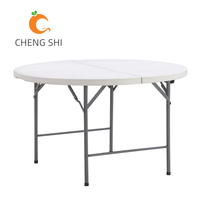 Location à bas prix 10 personnes cercle rond durable portable gain de place blanc pliant Banquet Tables en plastique pour mariage événement fête
