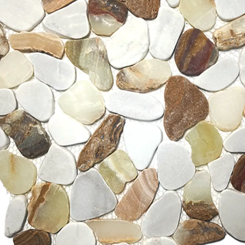 Diseño de patrón irregular Piedra natural Mosaico de mármol Piso de cocina Azulejos de pared de guijarros