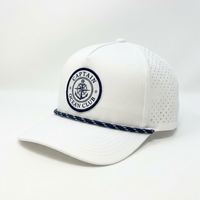Casquette de baseball unisexe OEM brodée, tissée, à 5 panneaux, imperméable, découpée au laser, avec corde et visière incurvée, pour le sport et la pêche