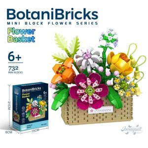 Ensemble de blocs de construction Micro Flower DIY, modèle de panier de bouquet artificiel en briques, jouet de construction pour la décoration de la maison, collection, à partir de 6 ans - Product Image 3