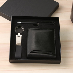 Juego de <span class=keywords><strong>Regalo</strong></span> de Cartera para Hombre, Juego de <span class=keywords><strong>Regalo</strong></span> Corporativo de Lujo, Llavero y Bolígrafo Negros Clásicos para el <span class=keywords><strong>Día</strong></span> <span class=keywords><strong>del</strong></span> <span class=keywords><strong>Padre</strong></span>, Pascua, <span class=keywords><strong>Regalo</strong></span> <span class=keywords><strong>Personalizado</strong></span> - Product Image 1