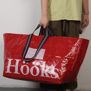 حقيبة تسوق ربيت مغلفة كبيرة جدا مخصصة قابلة لإعادة الاستخدام من RPET حقيبة بقالة قابلة لإعادة التدوير مع شعار مخصص - Product Image 6