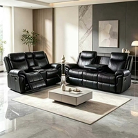 Ensemble de fauteuils inclinables manuels modernes et innovants Frank à 3 places avec console porte-gobelets pour home cinéma