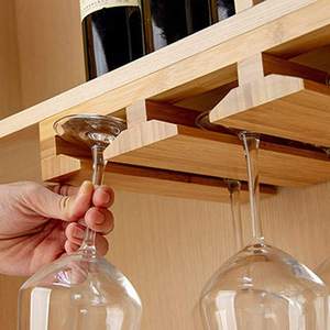 Soporte para Copas de Vino de Bambú, Estante para Copas Debajo del Gabinete, Organizador Colgante para Copas de Vino para Cocina o Bar - Product Image 3