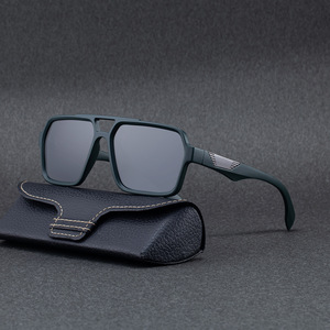 Lunettes de soleil polarisées de luxe pour hommes, monture carrée, verres TAC UV400, monture en plastique et métal, couleur noire LF-8512, commerce électronique transfrontalier - Product Image 1