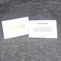 Cartes de remerciement personnalisées minimalistes blanches mates avec logo en feuille d'or et texte minimaliste pour les marques de vêtements de mode