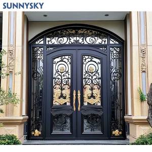 Sunnysky איכות גבוהה אישית אבטחה דקורטיבית דלתות ברזל זכוכית מודרנית חדש דלתות ברזל זכוכית חיצוני ווילה הבית - Product Image 2