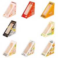 Boîte d'emballage pour sandwich en papier kraft recyclable personnalisée, design triangulaire à trous, boîte à lunch pour la maison, boîte à collation jetable en papier