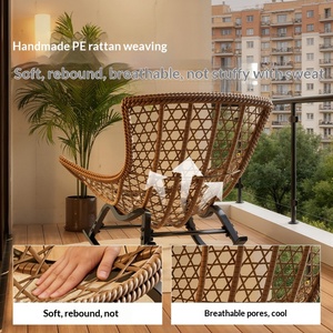 Sedia a Dondolo Reclinabile <span class=keywords><strong>in</strong></span> Metallo Minimalista Moderna, Divano Due-<span class=keywords><strong>in</strong></span>-uno per Balcone e Soggiorno, Arredo da Esterno - Product Image 3