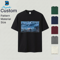 Kaos Tapestry Custom Motif Langit Berbintang, Kaos Grafis Tenun, Kaos Katun Tebal Pesanan Khusus, Streetwear Vintage, Atasan Pria