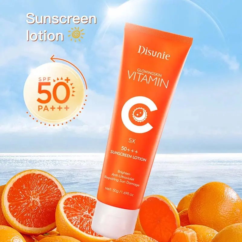 Private label vitamina c protetor solar loção spf 50 clareamento protetor solar creme para proteção uv