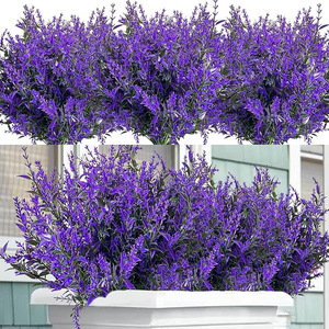 Flores artificiales de lavanda, plástico resistente a los rayos UV, planta falsa de simulación floral para decoración de jardín, balcón y patio al aire libre - Product Image 2