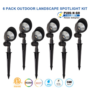 Pack de 6 projecteurs extérieurs en aluminium 12/24V basse tension IP65 RGBCW à changement de couleur 5CCT réglables pour allées et aménagements paysagers - Product Image 2