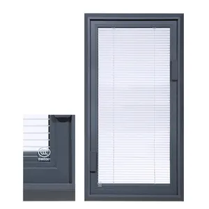 Persianas de aluminio de alta calidad, persiana interna integrada, puerta de ventana, persianas de botón magnético, aislamiento térmico de vidrio doble