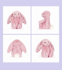 Peluche Jellcatt UK Coniglio Rosa Timido con Orecchie e Zampe Interne a Stampa Floreale, Morbido Coniglio di Peluche con Orecchie Flessibili - Product Image 2