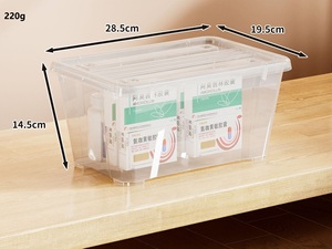BARGAIN FACTORY 3-Piece <strong>Clear</strong> Plastic Storage <strong>Containers</strong> Lids Clips 43L Capacity Integrated Handles BPA Free English Design - Product Image 3